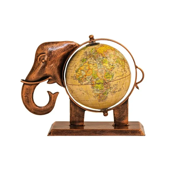 HANDCRAFTED METAL ELEPHANT GLOBE | ANTIQUE COPPER FINISH | WORLD MAP DECOR BY INDUNE LIFESTYLE - Image 6
