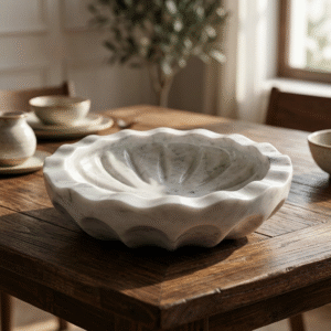 Carrara Marble Ruffle Bowl