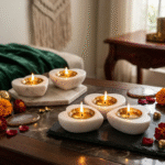 Clover Heart Marble Tealight Holder / Diya Set 5
