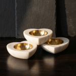 Clover Heart Marble Tealight Holder / Diya Set of 3