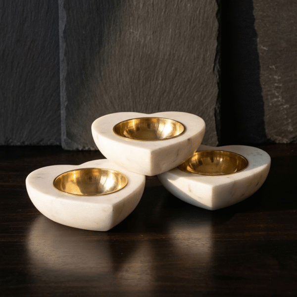 Clover Heart Marble Tealight Holder / Diya Set of 3