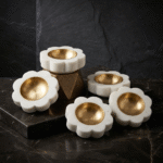 Daisy Bloom Marble Tealight Holder / Diya Set of 5