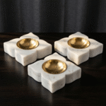 Ornamental Quatrefoil Marble Tealight Holder / Diya Set of 3