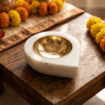 Petal Drop Marble Tealight Holder / Diya Set