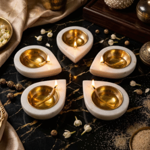 Petal Drop Marble Tealight Holder / Diya Set of 5