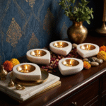 Petal Drop Marble Tealight Holder / Diya Set of 5