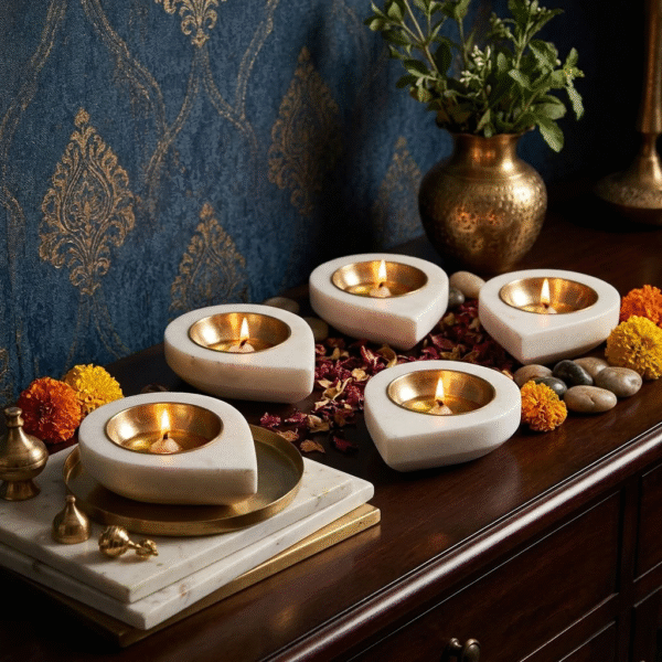Petal Drop Marble Tealight Holder / Diya Set of 5