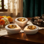 Petal Drop Marble Tealight Holder / Diya Set of 3