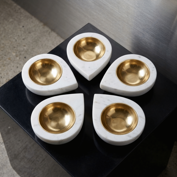 Petal Drop Marble Tealight Holder / Diya Set of 5