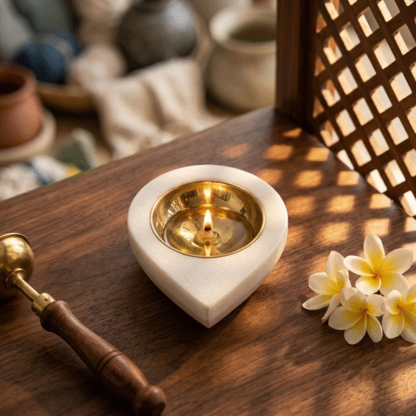 Petal Drop Marble Tealight Holder / Diya Set