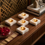 Quatrefoil Marble Tealight Holder / Diya Set of 5
