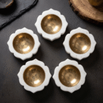 Rounded Flower Marble Tealight Holder / Diya Set of 5