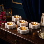 Six-Point Star Marble Tealight Holder / Diya Set of 5