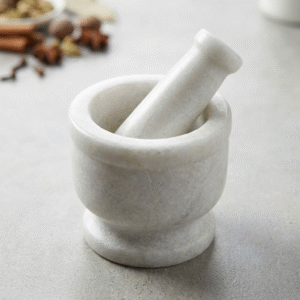 White Marble Mortar and Pestle Set – Kharal for Masala & Spice Grinding | Randhawala