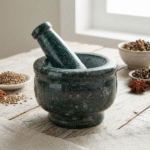 Green Marble Mortar and Pestle Set – Kharal Dasta for Masala & Spice Grinding | Randhawala